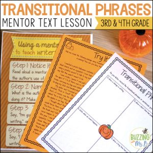 Transitional Phrases with a Mentor Text Pumpkin Jack