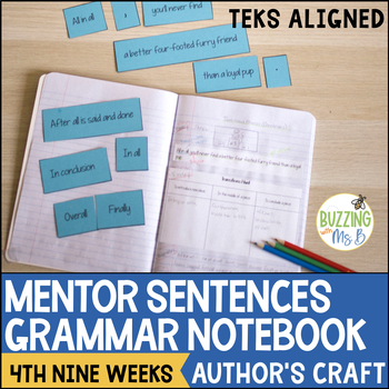 Fourth Grade Mentor Sentences for Author's Craft - TEKS aligned