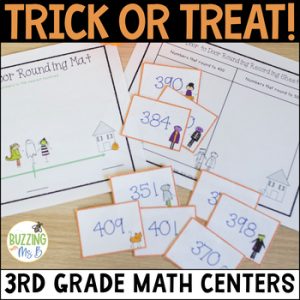 Halloween Math Centers for Addition, Subtraction, Comparing, and Rounding