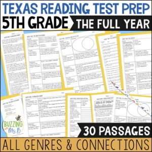 Fifth Grade Texas Reading Spiral Review Passages for the Whole Year Bundle