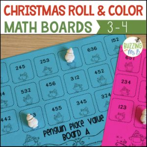 Winter & Christmas Roll and Color Multiplication and Factors Math Boards