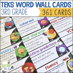 Third Grade ELAR Word Wall Cards, NEW TEKS aligned