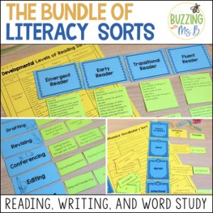 Literacy Sorting Cards Activities for Reading, Writing, and Word Study PD