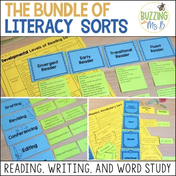 Literacy Sorting Cards Activities for Reading, Writing, and Word Study PD