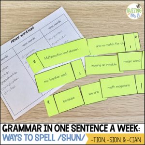 Ways to spell /shun/ -tion, -sion, and -cian - a mentor sentence grammar lesson