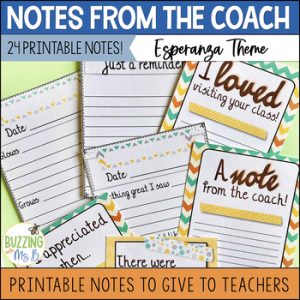 Instructional Coach Notes: Printable Notes to Give to Teachers, Esperanza Style