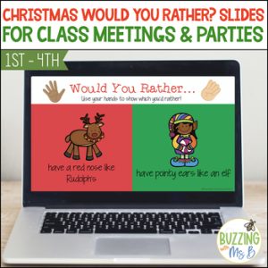 Would You Rather? Christmas themed slides for morning meetings and brain breaks
