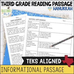 Third Grade Reading Passage for Informational Text: Happy Hanukkah!