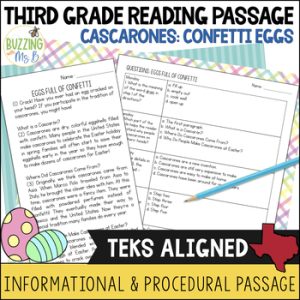 Third Grade Reading Passage for Informational Text: Eggs Full of Confetti Easter