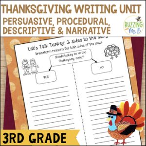 Thanksgiving Writing Lessons for Persuasive, Procedural, Descriptive, Narrative