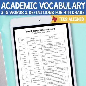 Fourth Grade ELAR TEKS Academic Vocabulary List & Definitions