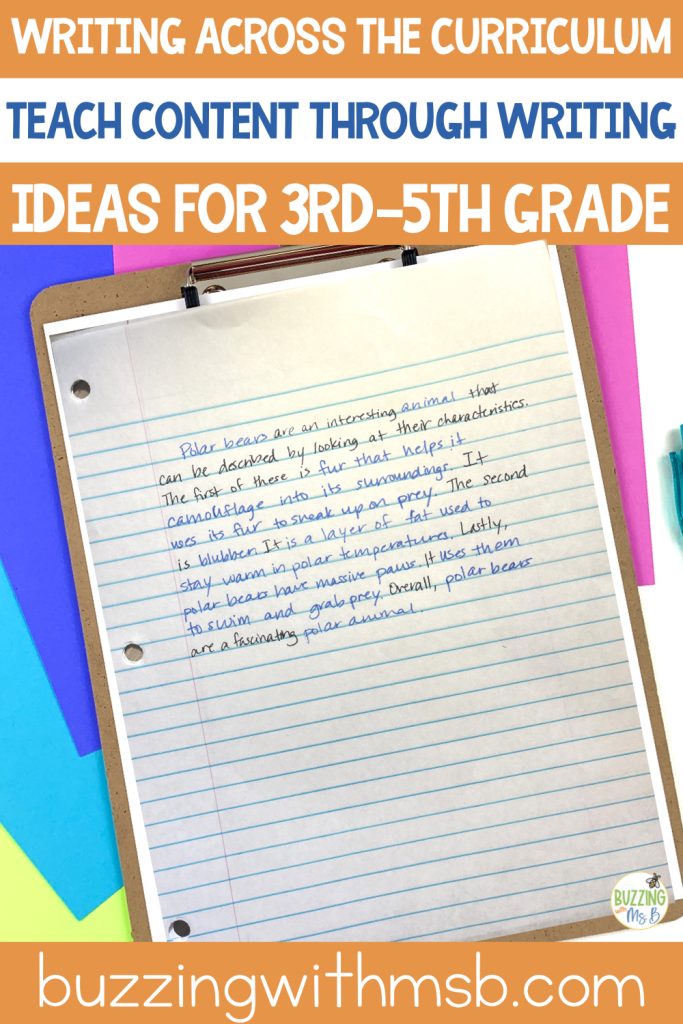Writing Across the Curriculum Lesson Ideas for 3rd-5th grade - Buzzing ...
