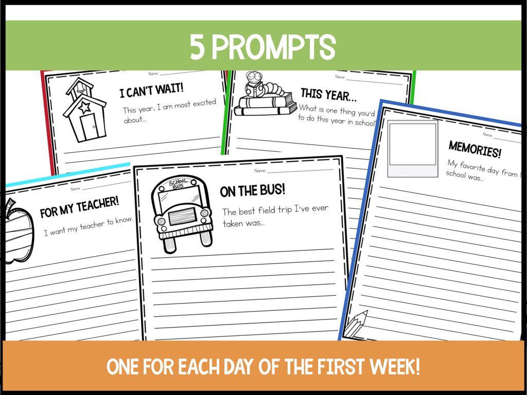 Back to School Writing Prompts - 5 Differentiated Prompts for the First ...