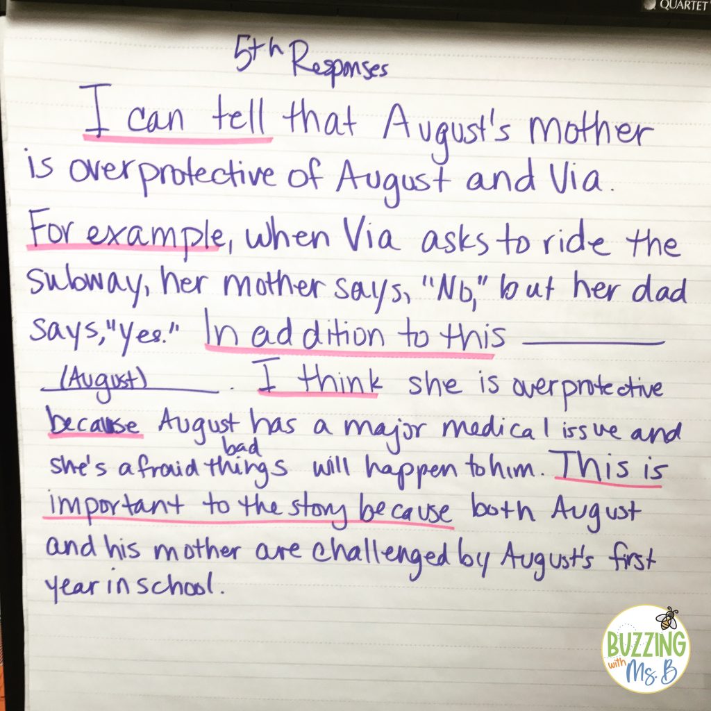 Sentence starters for discussing characters