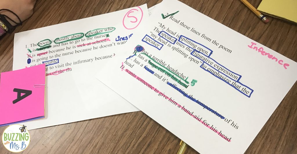 Sort poetry test questions according to POETS