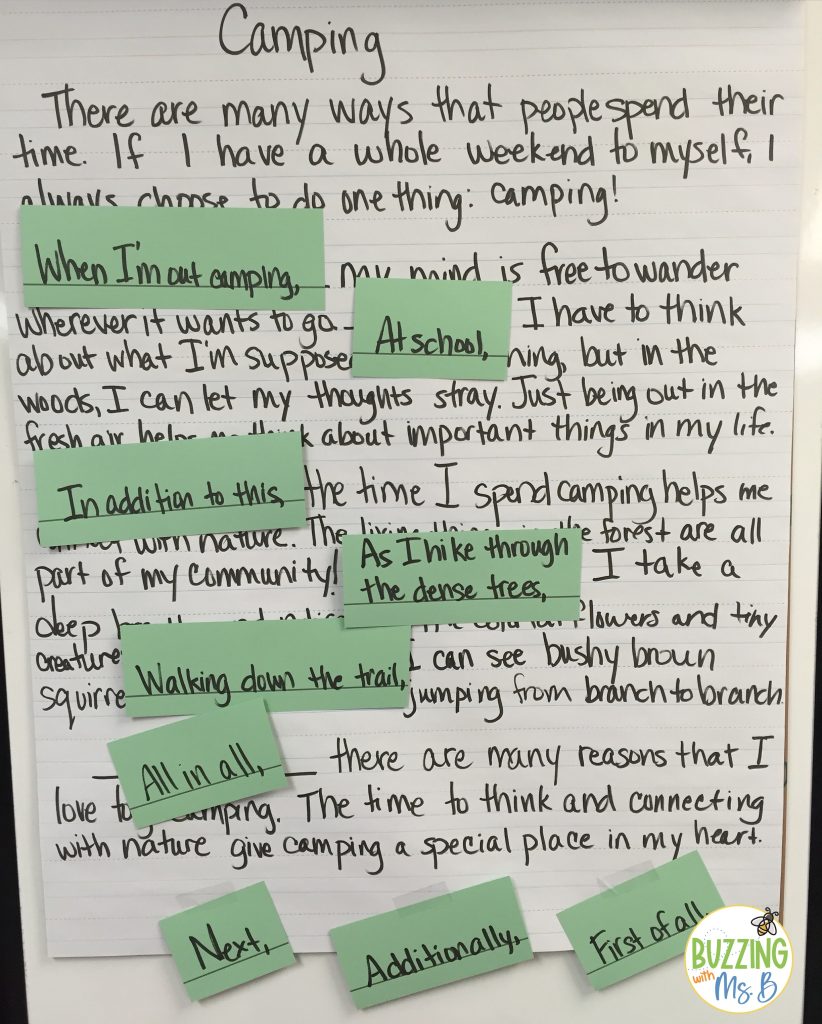 Writing test prep station adding transitions