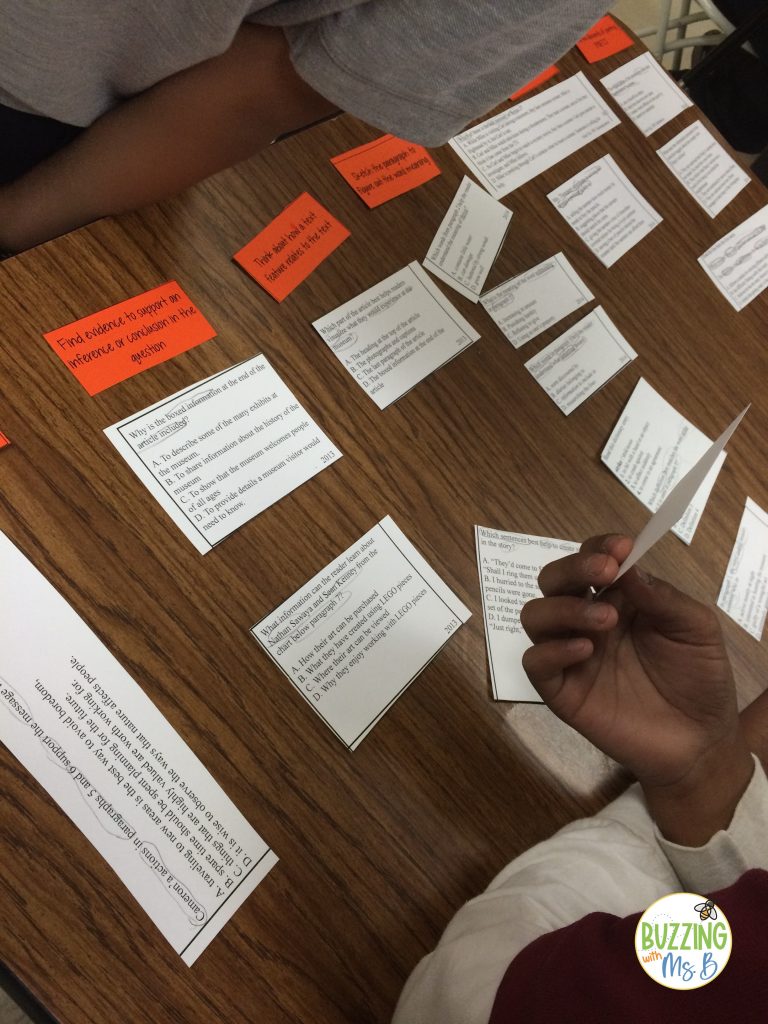 reading test prep question sort