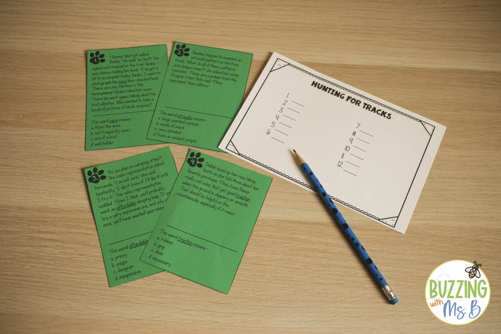 Context Clues task cards
