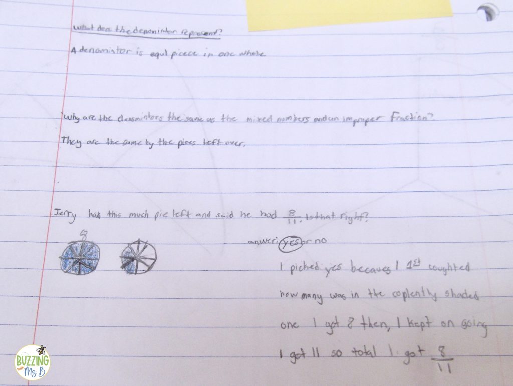 Writing about fractions