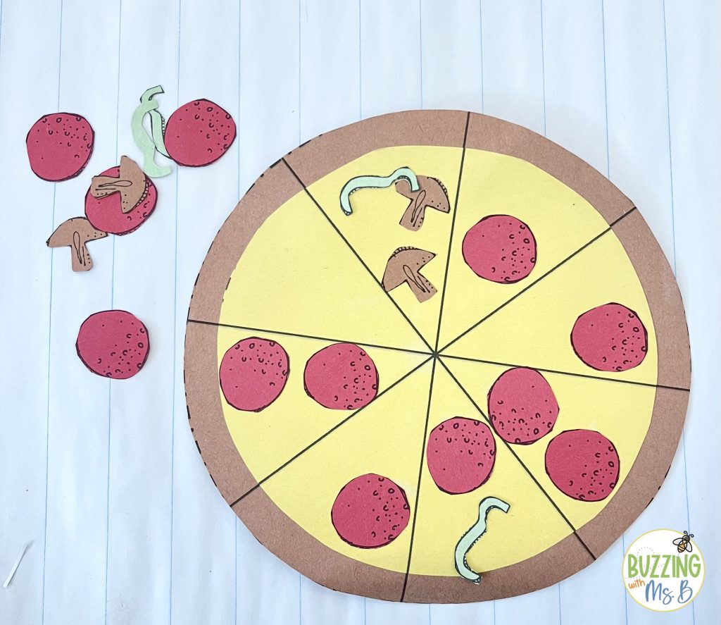 Pizza fraction activities for math stations