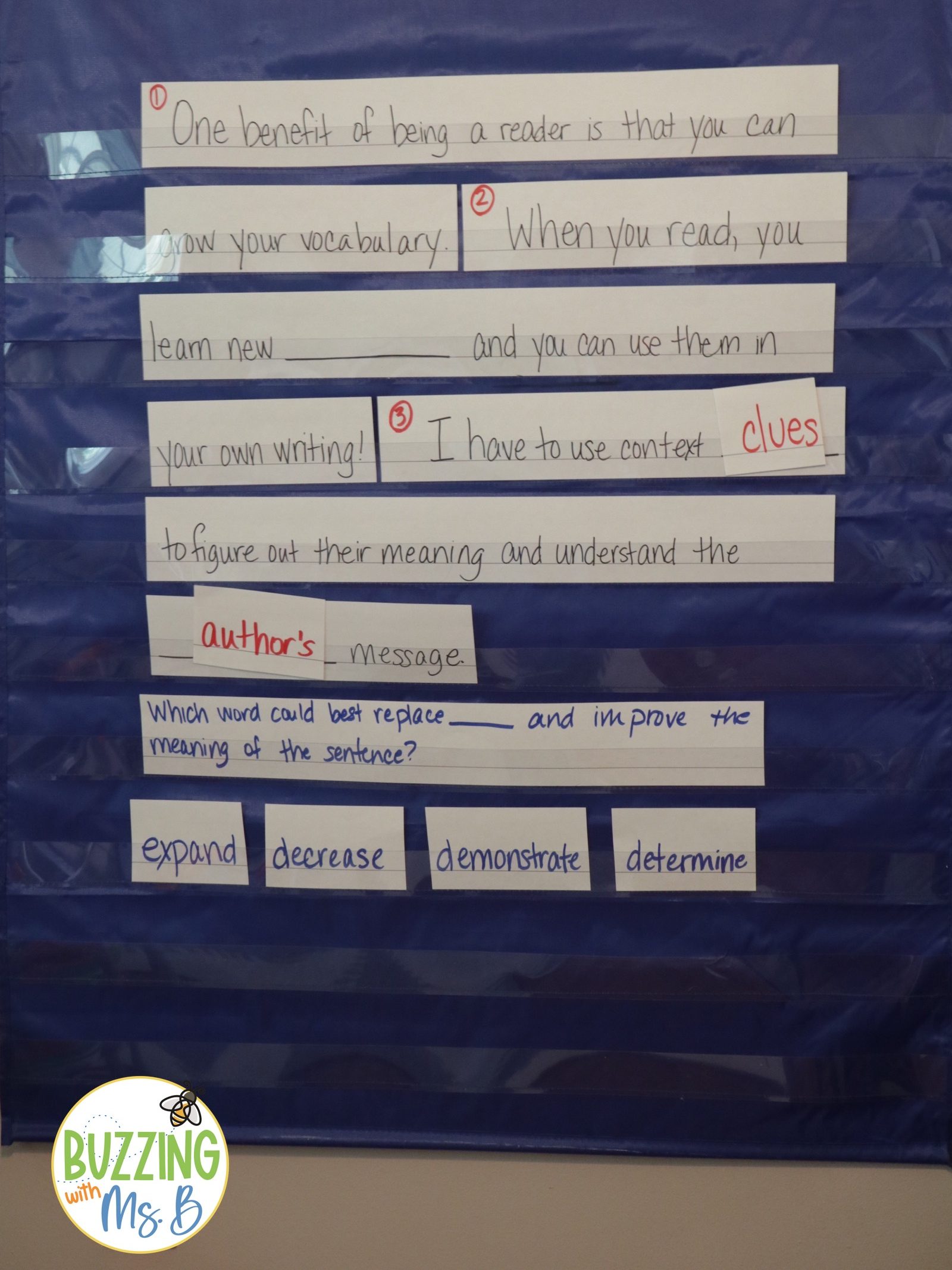 Teach revising and editing with pocket charts