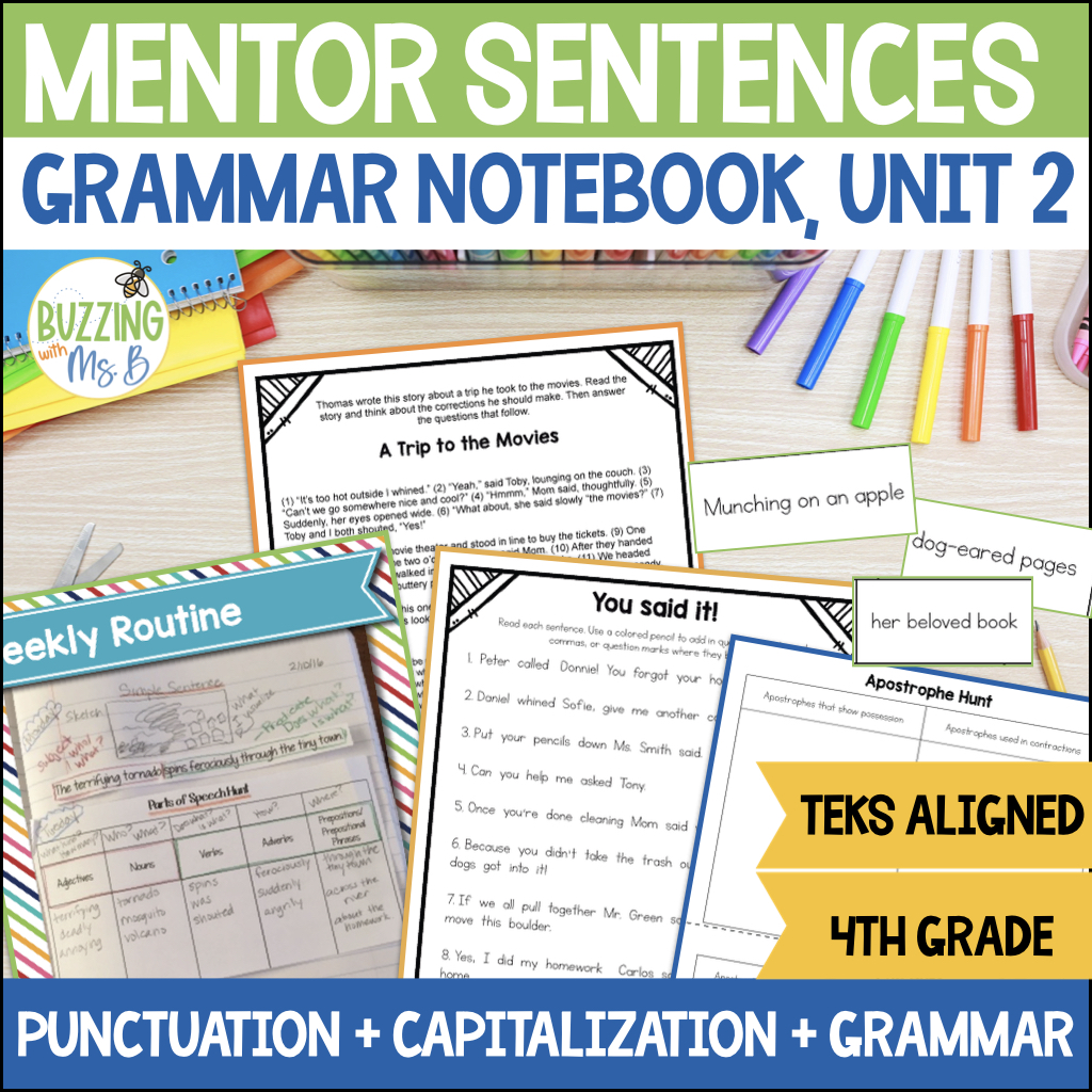 Mentor sentences to teach punctuation resource