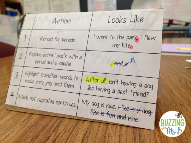 Teach punctuation editing checklist