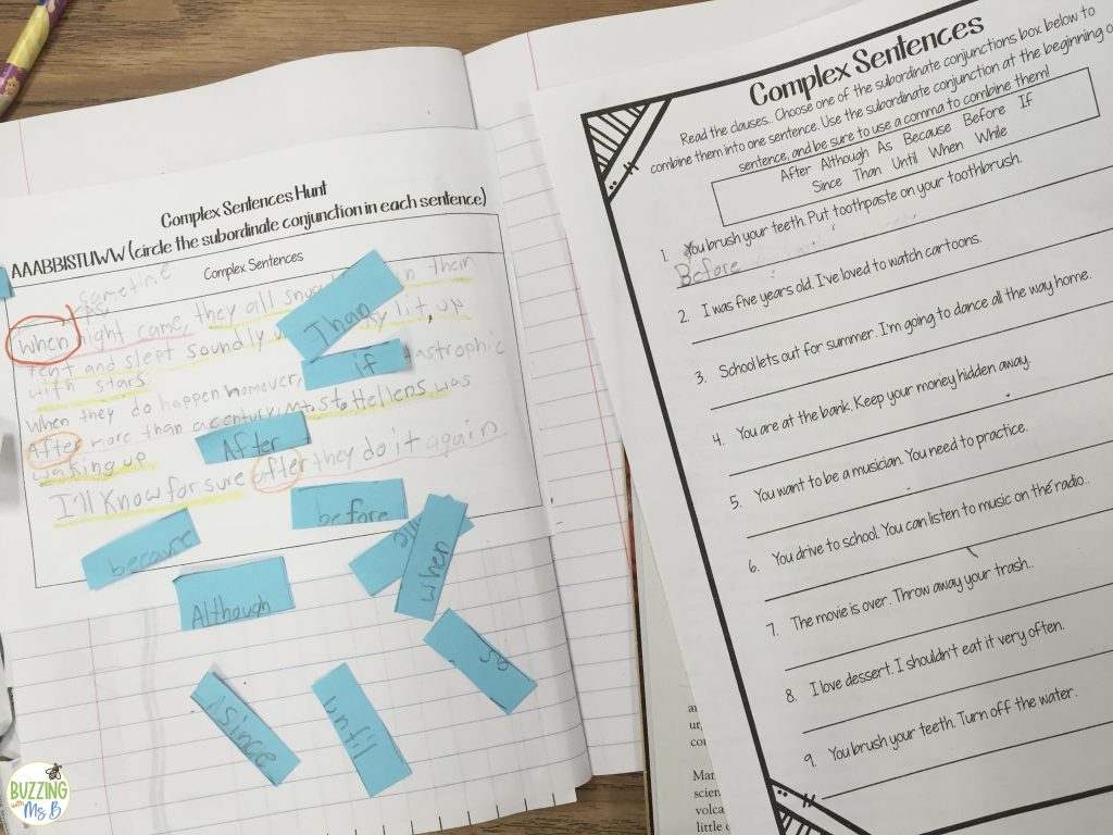 Teach punctuation complex sentences