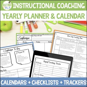 Instructional Coaching Year Long Planner: Calendar, Checklists, & Monthly PD Topics