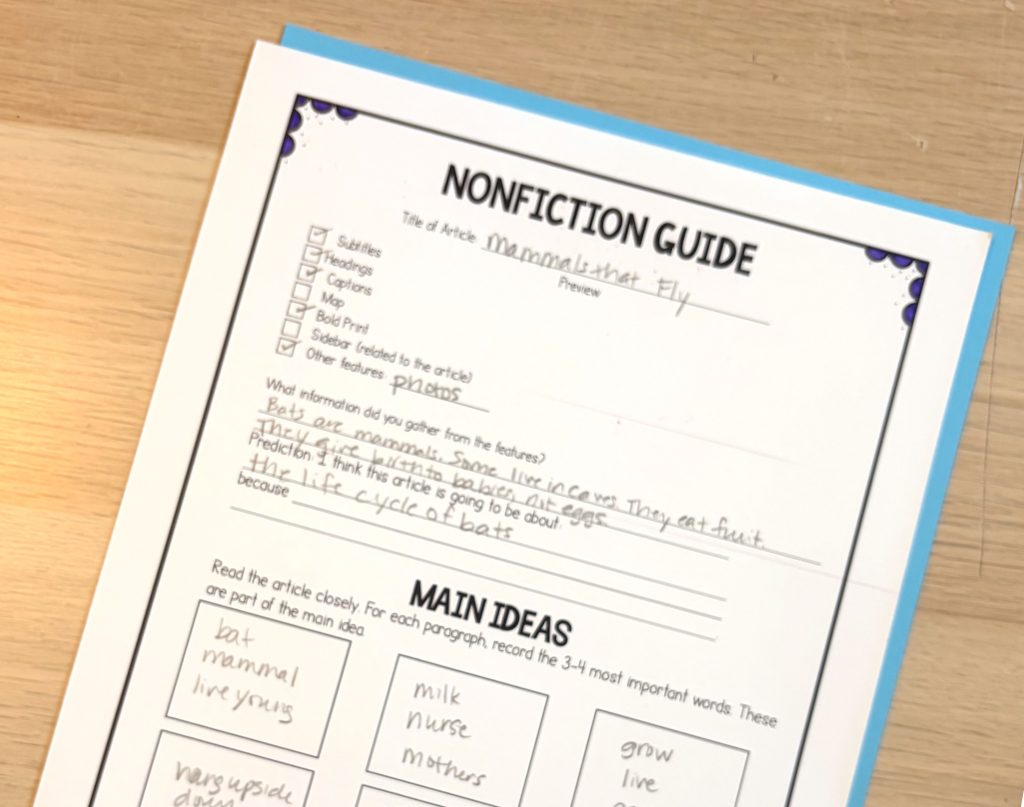 find the main idea nonfiction