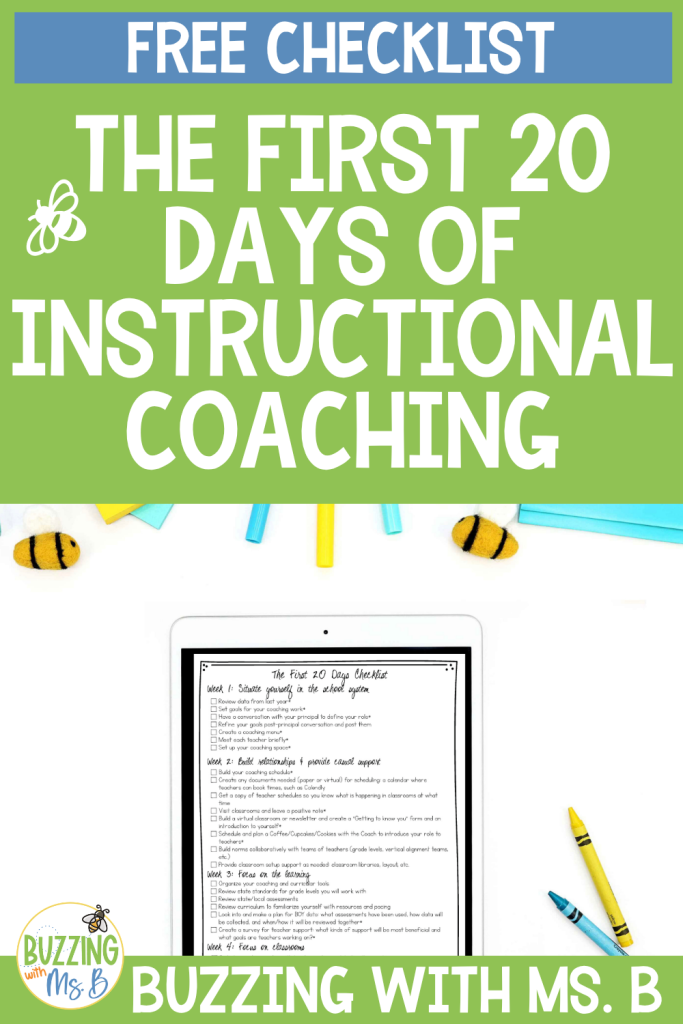 First 20 Days of Instructional Coaching - Free Checklist - Buzzing with ...