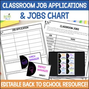 Back to School Classroom Jobs Application, Editable Templates + Jobs Chart