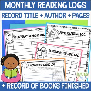 Monthly Reading Logs - Simple Printable Reading Logs for 3rd, 4th, and 5th grade