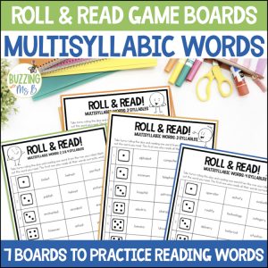 Multisyllabic Words Reading Practice Game Boards Roll & Read 3rd 4th 5th Grade