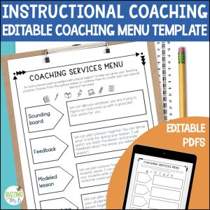 Instructional Coaching Menu Editable Template + Coaching Strategy Guide