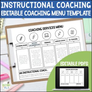 Instructional Coaching Menu Editable Template + Coaching Strategy Guide