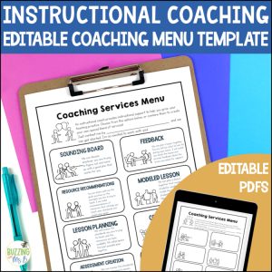 Instructional Coaching Menu Editable Template + Coaching Strategy Guide