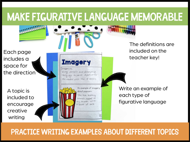 Types of Figurative Language Booklet - Definitions & Examples - Answer Key