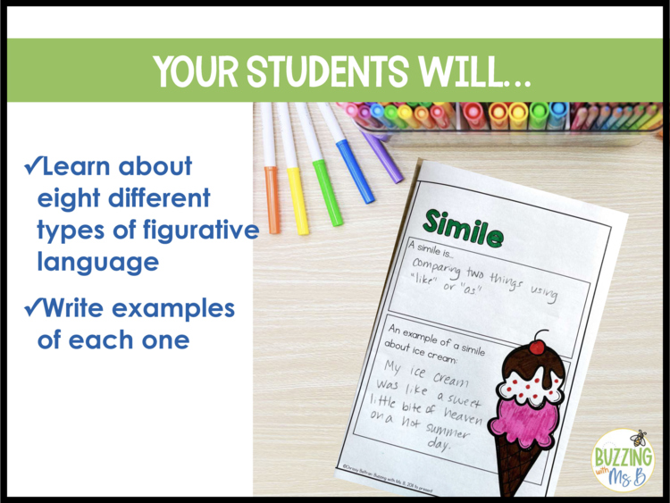 Types of Figurative Language Booklet - Definitions & Examples - Answer Key