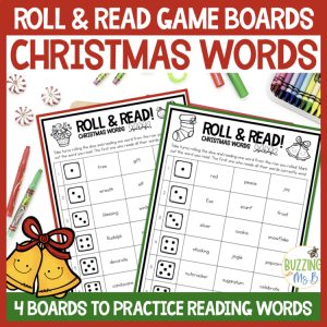 Christmas Roll and Read Multisyllabic Words Game Boards 3rd 4th 5th grade
