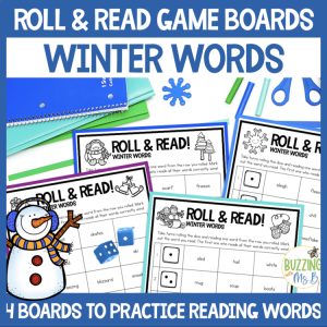 Winter Roll and Read Multisyllabic Vocabulary Words Boards 3rd, 4th & 5th grade