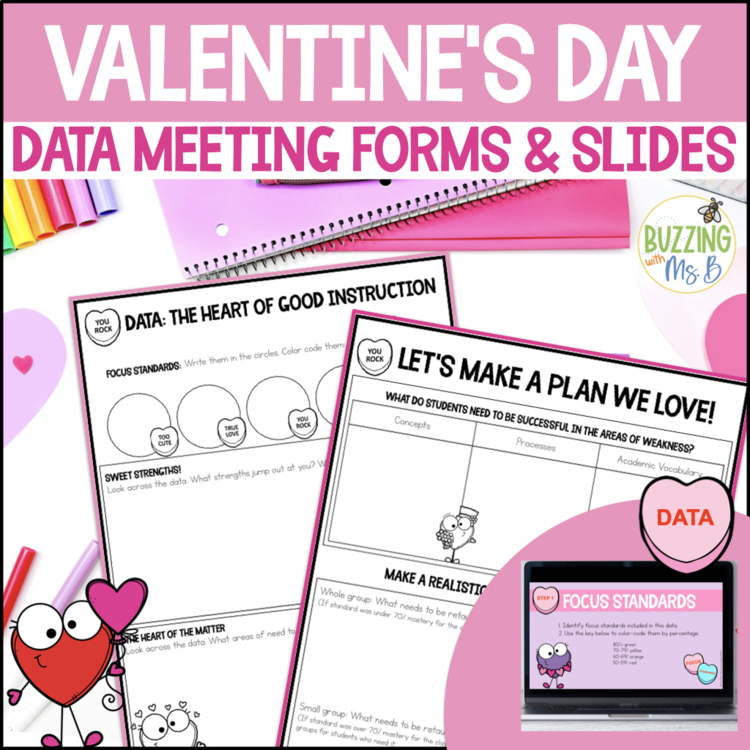 Valentine's Day Data Forms + Slides - Instructional Coaching - PLC Meetings