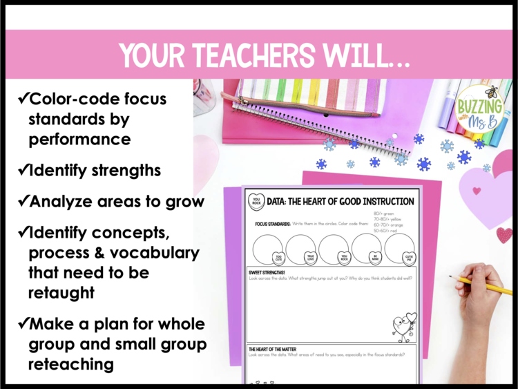 Valentine's Day Data Forms + Slides - Instructional Coaching - PLC Meetings