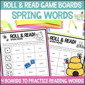 Spring Reading Game: Roll and Read Vocabulary - Multisyllabic Words Game Board