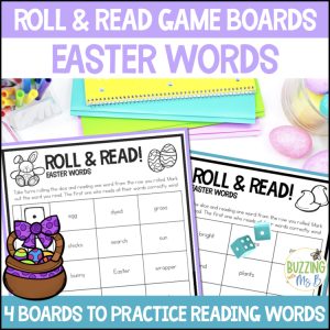 Easter Roll and Read Vocabulary - Multisyllabic Words Game Board