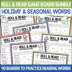Roll and Read Seasonal Bundle - Multisyllabic Words plus Editable Blank Template