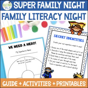 Superhero Family Literacy Night, editable!
