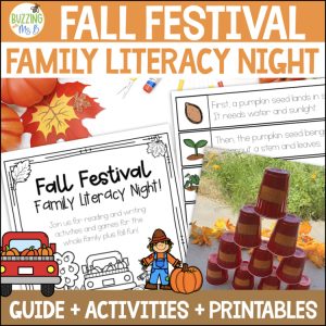 Fall Festival Activities for a Family Literacy Night Event plus Editable Flyer