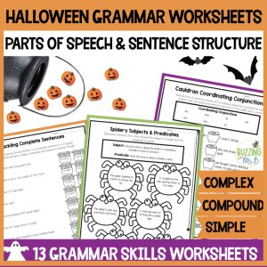 Halloween Worksheets - Parts of Speech, Subject & Predicate, Compound Sentences