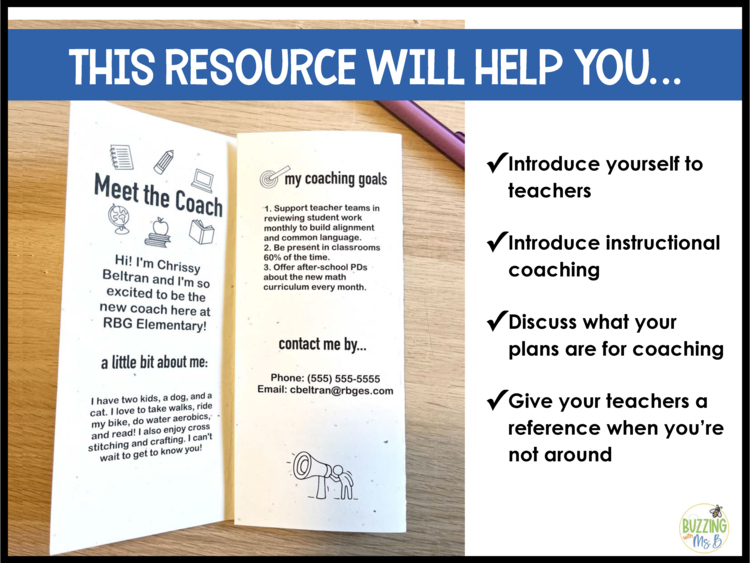Instructional Coaching Meet the Coach Editable Template: Introduction Brochure